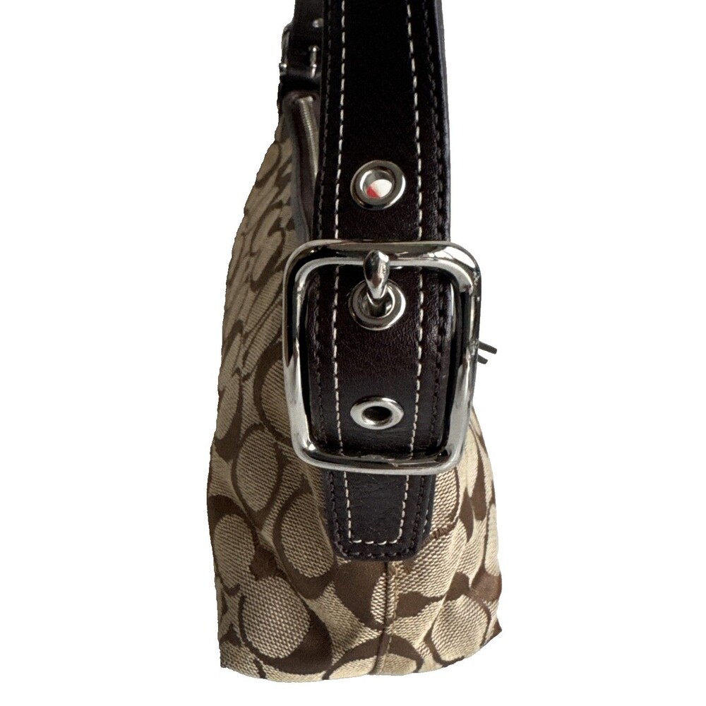 Coach Soho Demi Shoulder Bag Signature Tan Brown Red Suede Snake Y2K Vintage - Picture 9 of 15